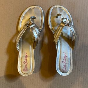 Sandals with small heel/gold